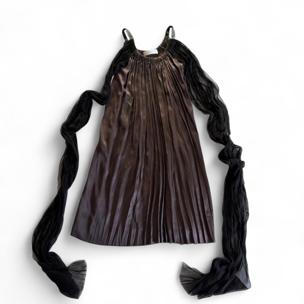 SOLD Lanvin 2007 Silk Pleated Tent Dress W/ Crystal Straps - FR 42